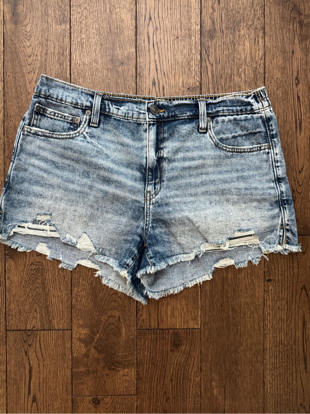Aerie Women's Light Blue Distressed Denim Shorts